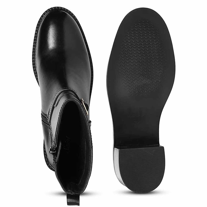 Saint Adele O- Ring Black Leather High Ankle Boots