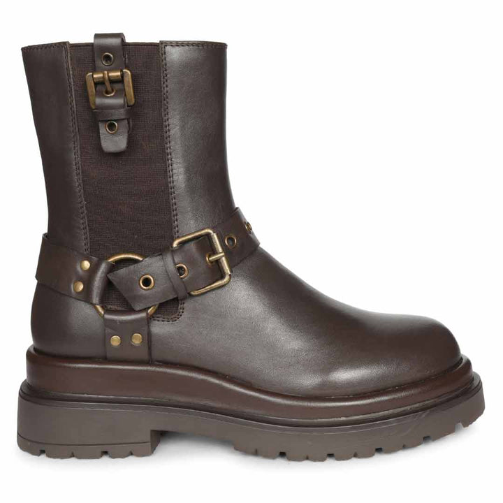 Saint Allison Brown Leather High Ankle Boots