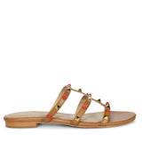 Saint Valene Studded Tan Leather Flats