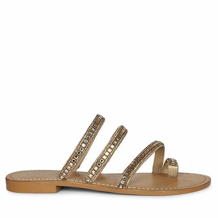 Saint Amber Stone Gold Leather Flats