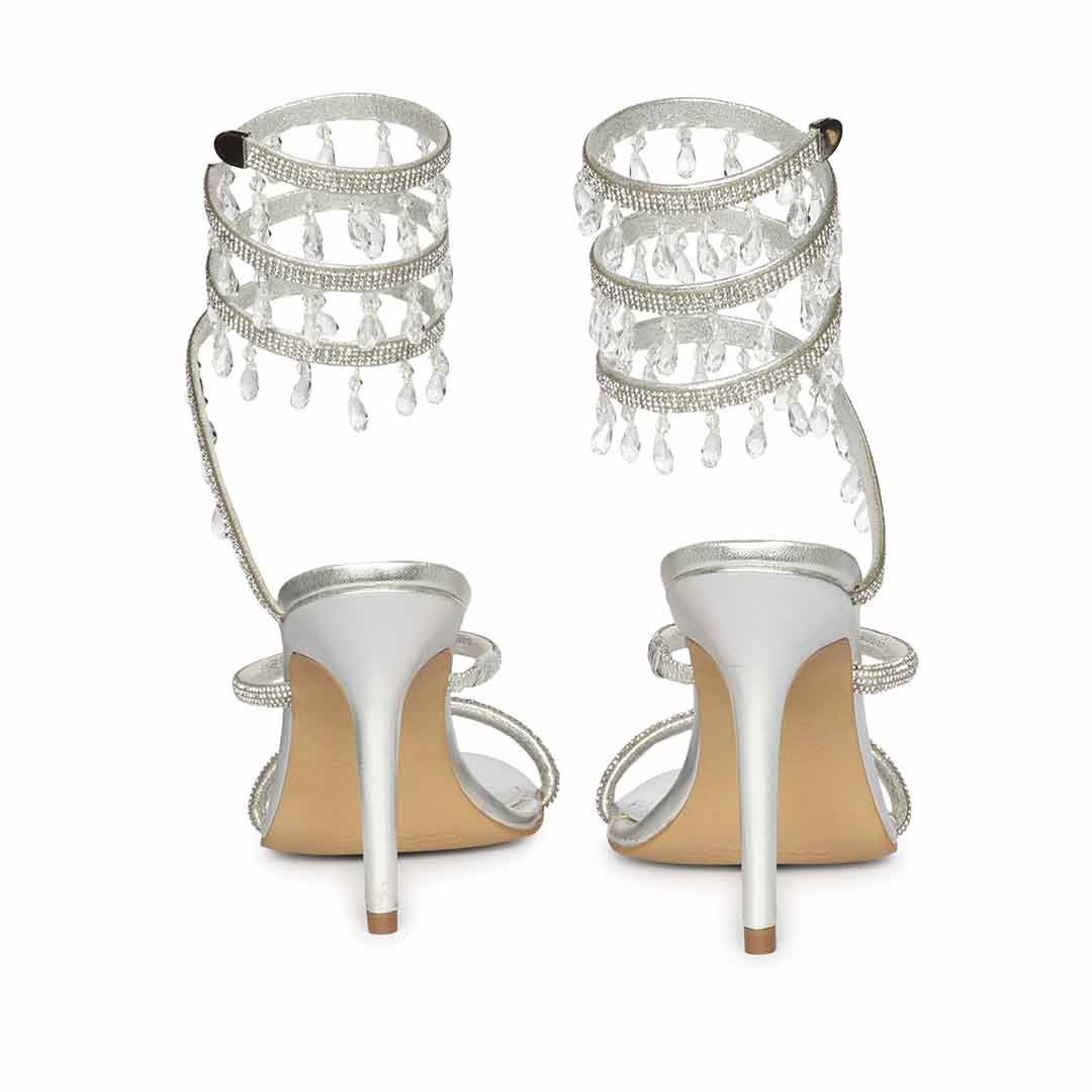 Saint Colette Silver Strappy Heels