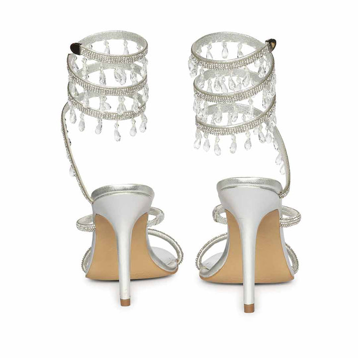 Saint Colette Silver Strappy Heels
