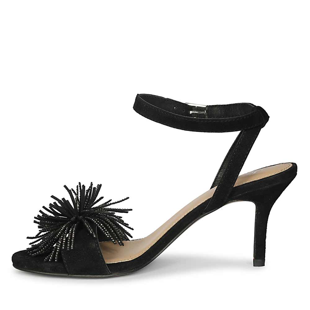 Saint Liora Black Suede Fringe Stilettos