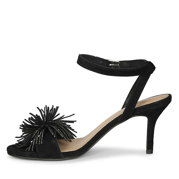 Saint Liora Black Suede Fringe Stilettos