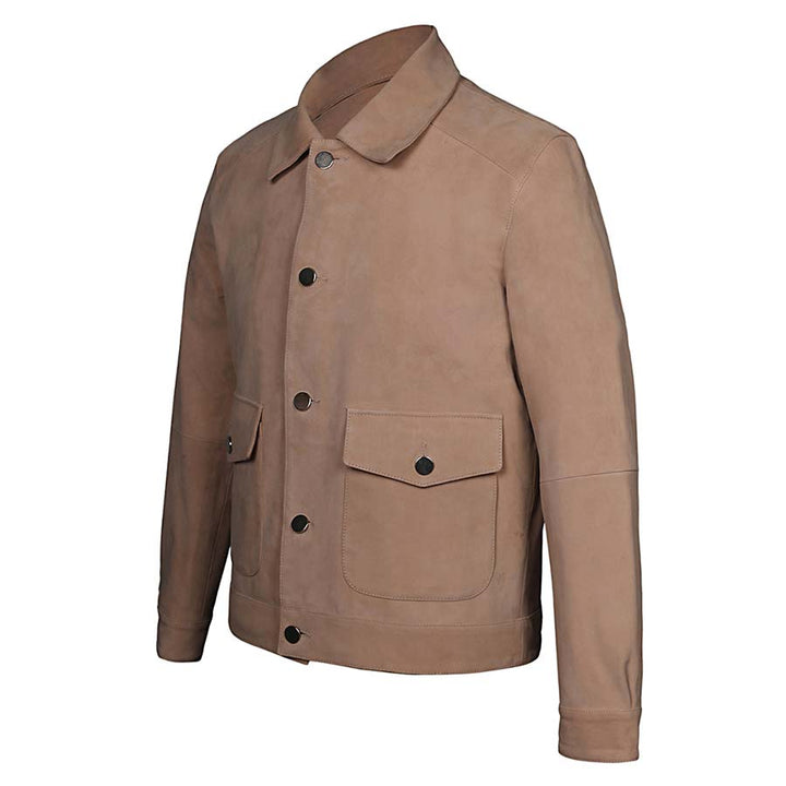 Saint Rocco Salmon Color Suede Leather Men's Jacket With Collars