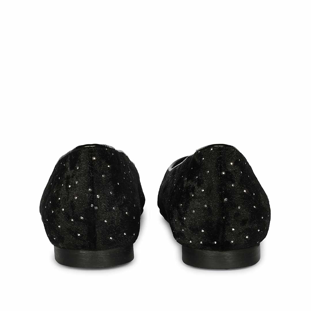 Saint Lilly Strass Black Velvet Ballerinas