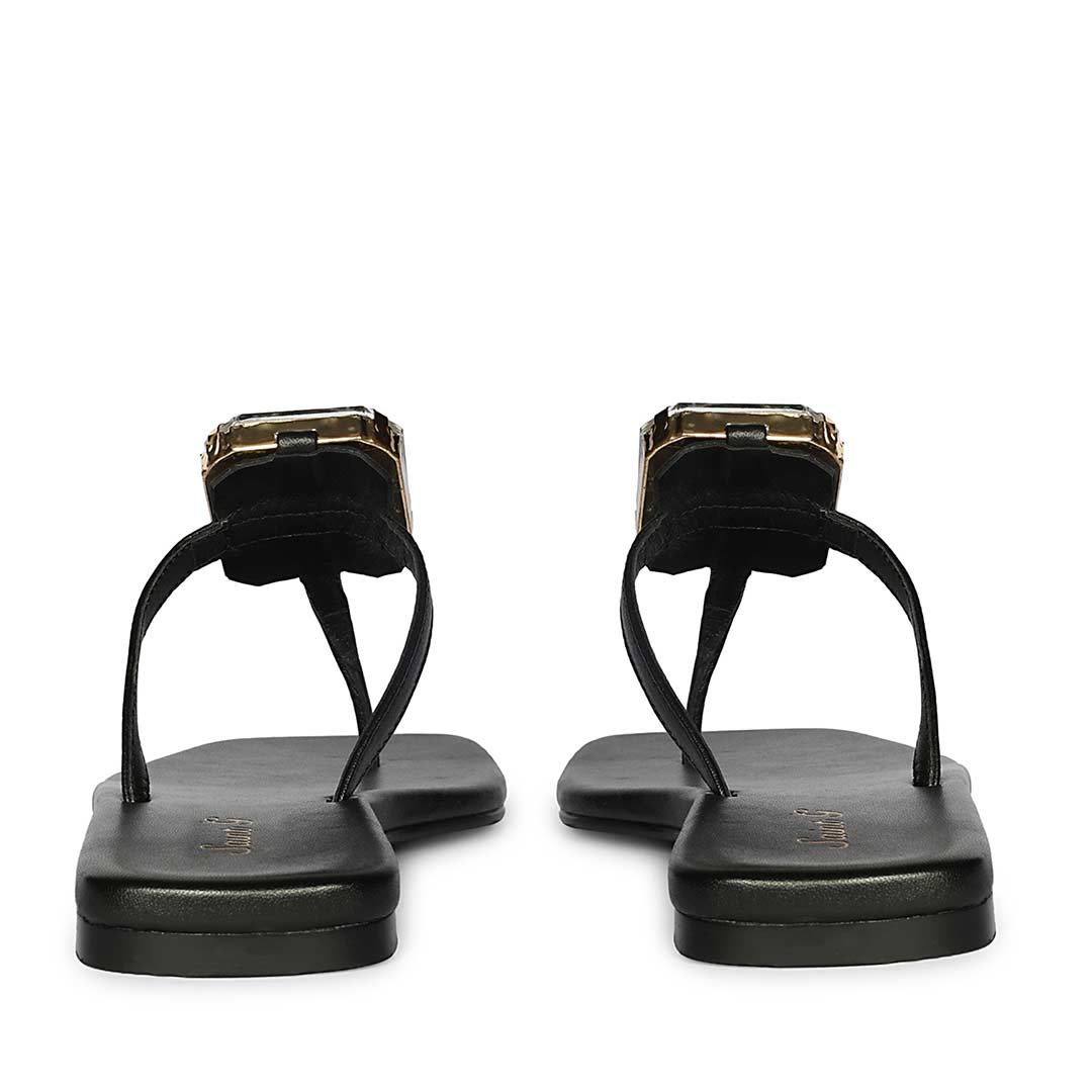 Saint Serena Luxe Black Leather Sandals