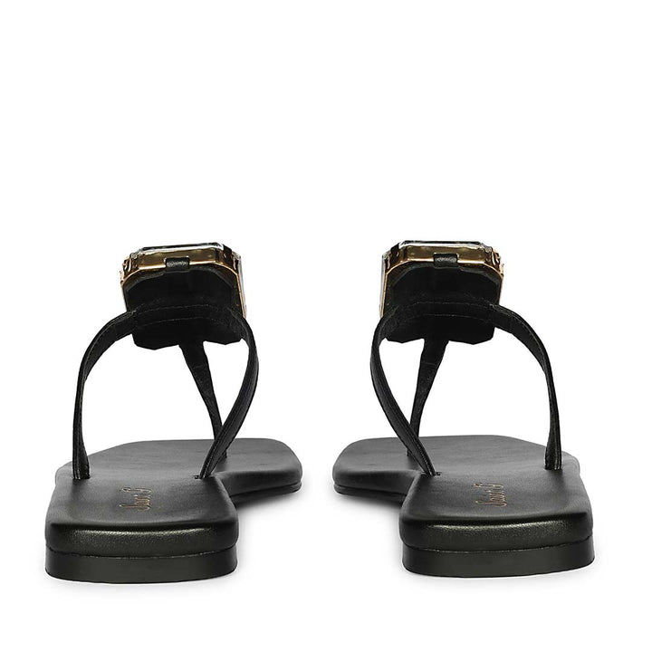 Saint Serena Luxe Black Leather Sandals