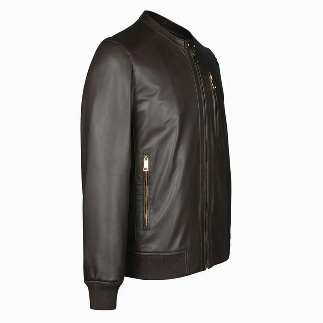 Saint Amorino Brown Leather Men's Bomber Jackets