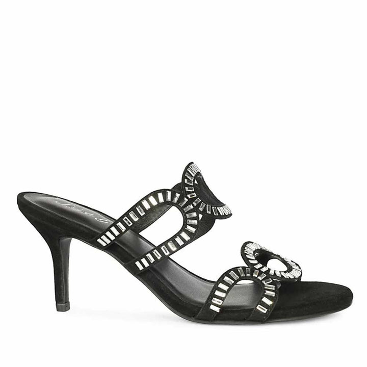 Saint Peyton Mirror Embellished Black Suede Heels