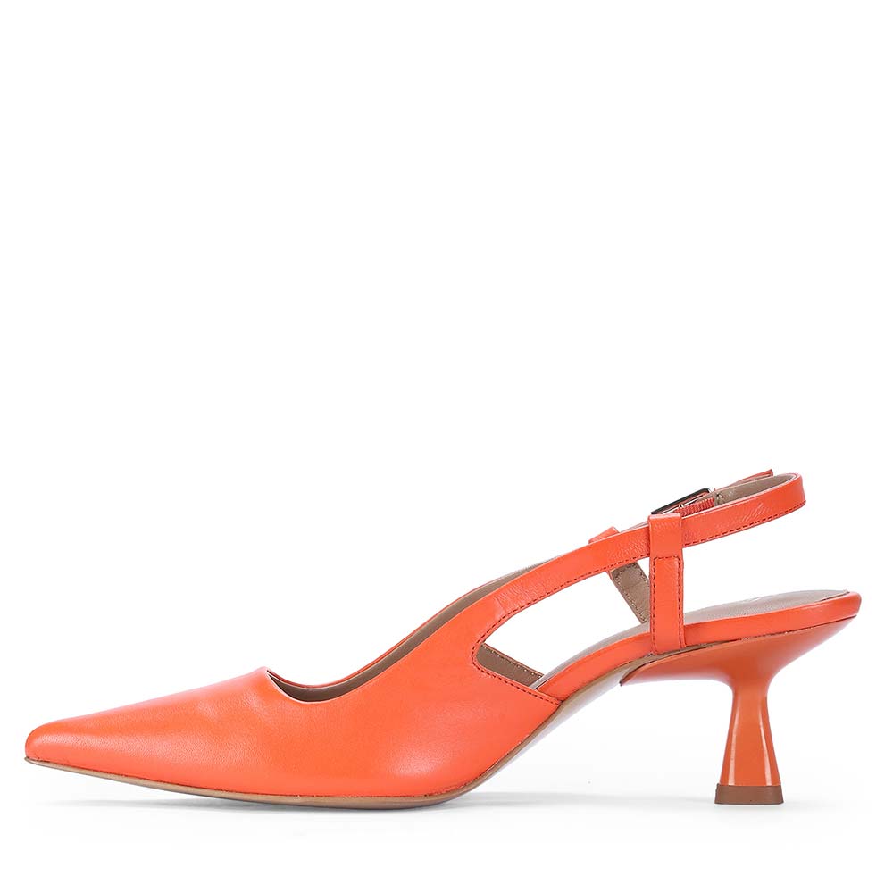 Saint Josie Orange Leather Pumps