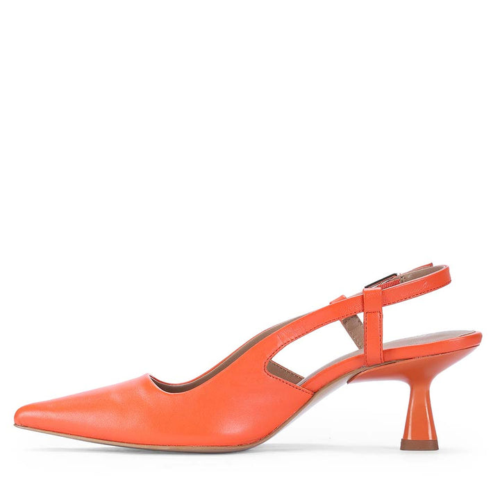 Saint Josie Orange Leather Pumps