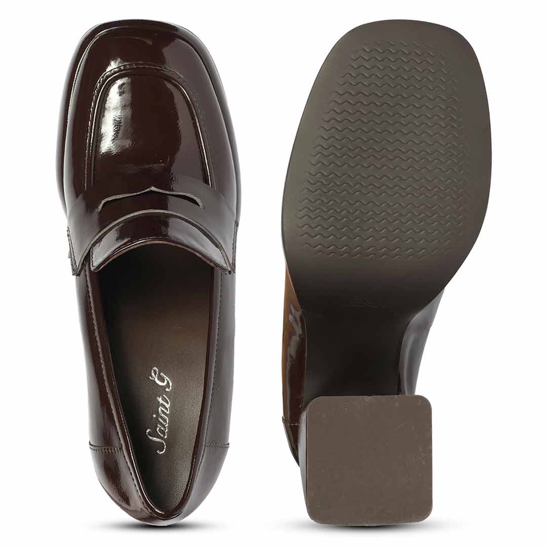 Saint Belen Choco Brown Crinkle Patent Moccasins