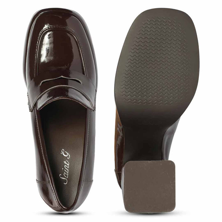 Saint Belen Choco Brown Crinkle Patent Moccasins