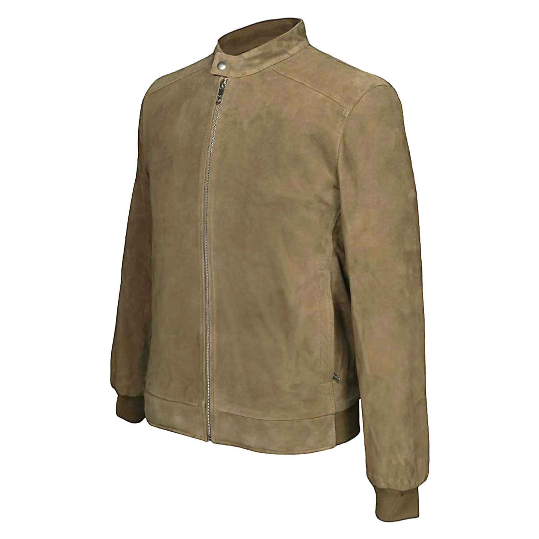 Olive Suede Leather Men’s Bomber Style Jackets
