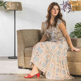 Saint Vivienne Beige Multicolour Printed Midi Dress