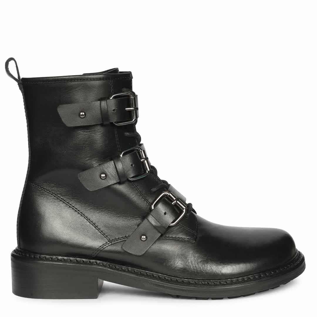 Saint Juliette Black Leather High Ankle Boots