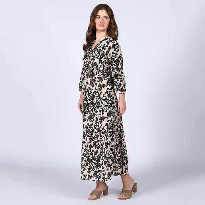 Saint Madison Ivory Floral Viscose Midi Dress