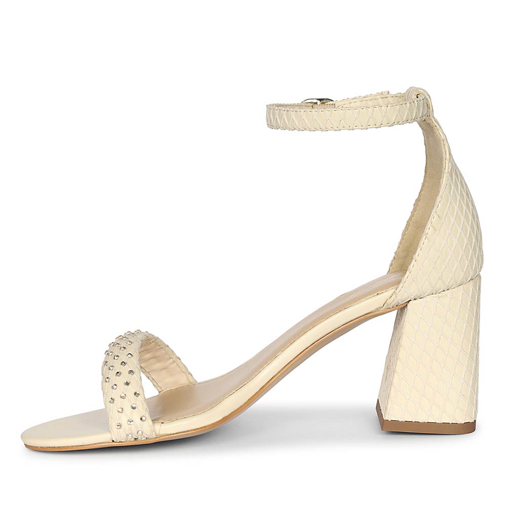 Saint Verona Off White Vegan Leather Block Heels