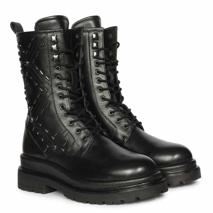 Saint Black Leather High Ankle Boots