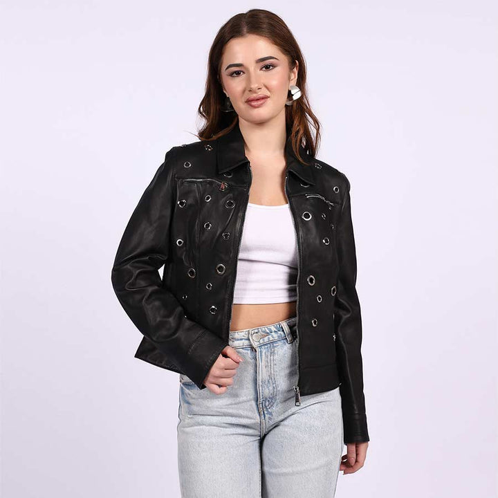 Saint Bryony Women Black Leather jacket