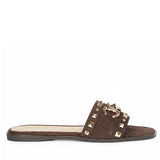 Saint Wrenley Studded Brown Suede Leather Slides