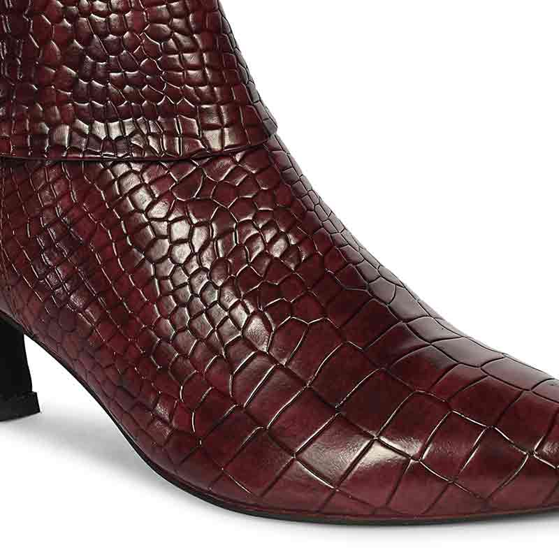 Saint Eden Fold-Over Bordo Croco Ankle Boots
