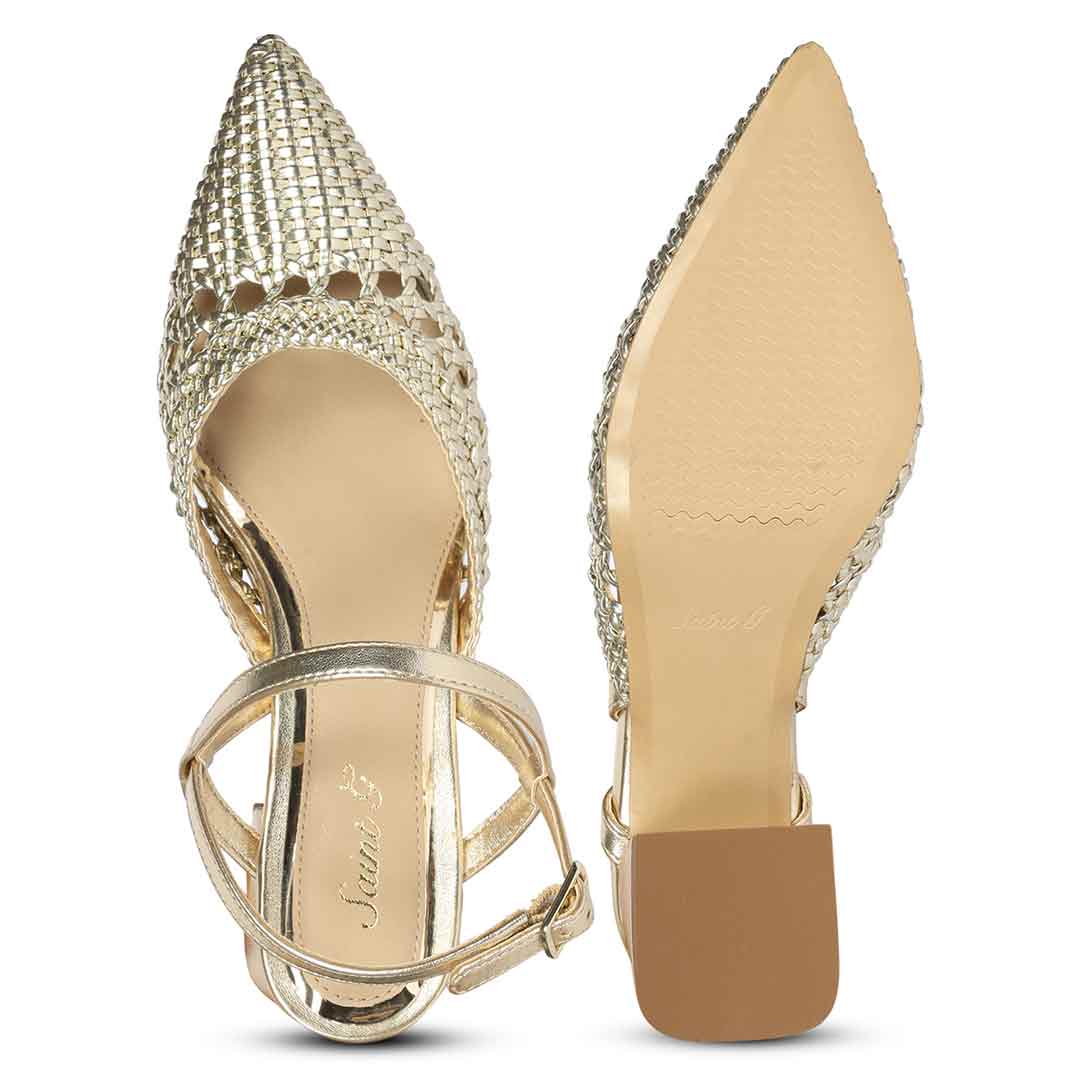 Saint Cianna Platin Multi Hand-Woven Leather Block Heels