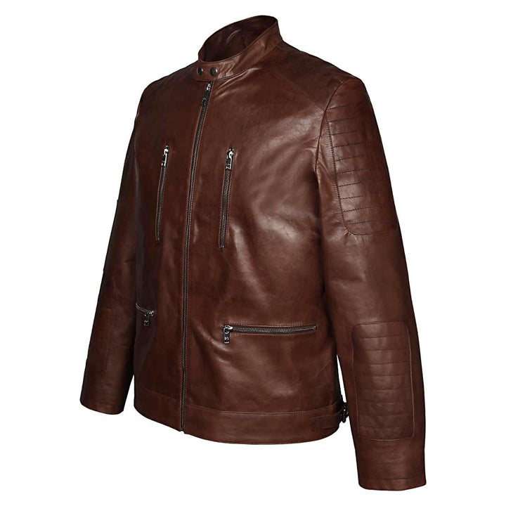 Saint Ellis Burgundy Leather Men's Cafe Racer Jackets