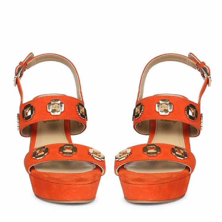 Saint Nerina Eyelet Coral Suede Leather Wedge Heels