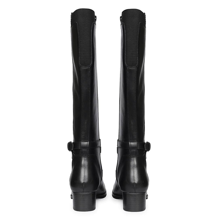 Saint Black Leather Lace Up Long Boots