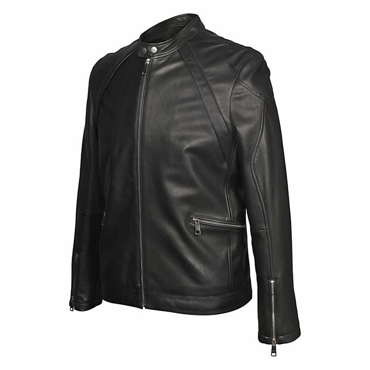 Saint Ethan Men Black Leather Cafe Racer Jackets