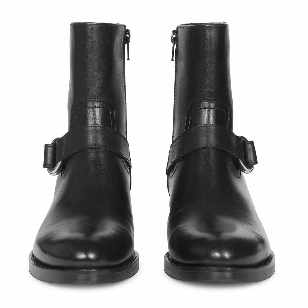 Saint Marina Black Leather High Ankle Boots