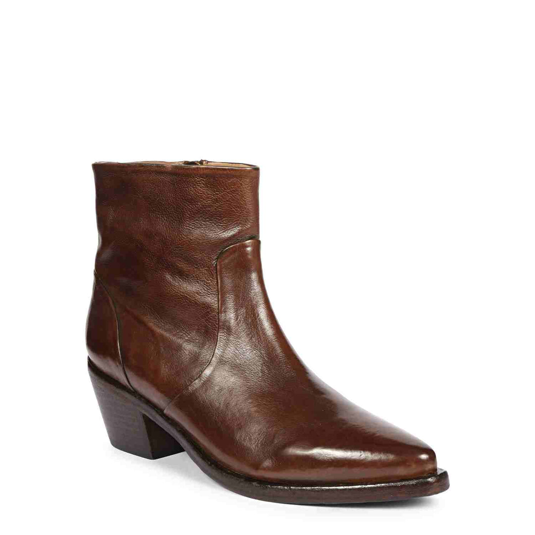 Saint Emelia Brown Leather Washed Ankle Boots