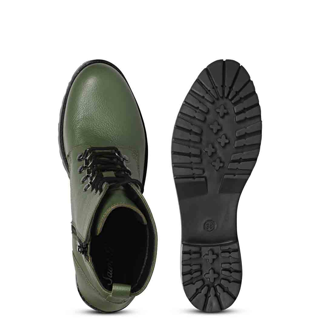 Saint Moira Olive Green Leather Ankle Boots1