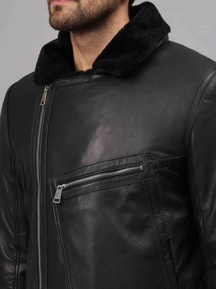 Saint Harley Black Calf Leather Men's Biker Jacket