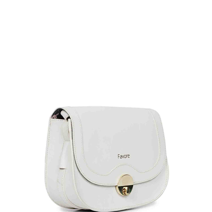 Favore Off White Womens  Leather Structured Sling Bag