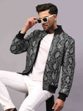 Saint Milly Grey Leather Men's Bomber Style Jackets