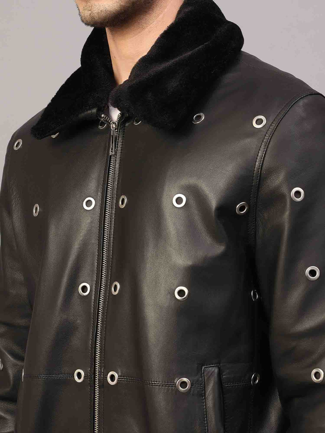Saint Joshua Black Leather Men's Jackets