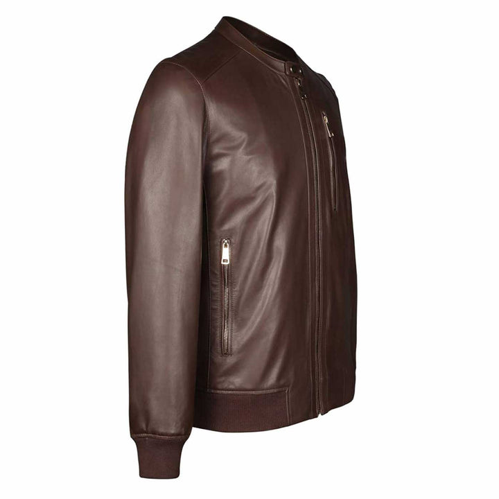 Saint Amorino Brown Leather Men's Bomber Jackets