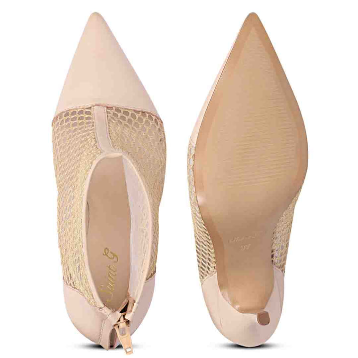 Saint Kinslee Ivory Mesh & Suede Leather Pumps