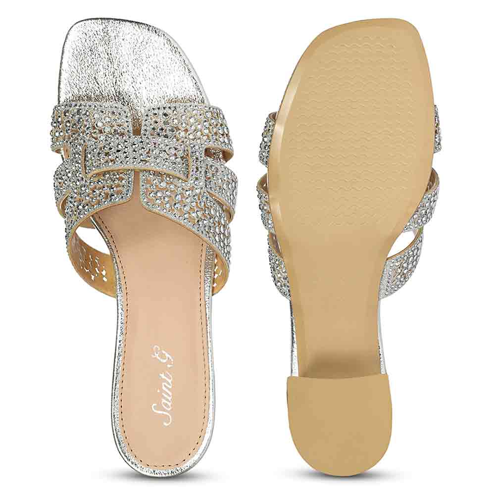 Saint Silver Leather Block Heels