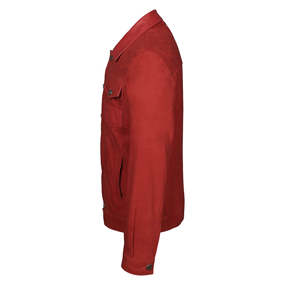 Saint Nico Red Leather Men's Jacket With Collars