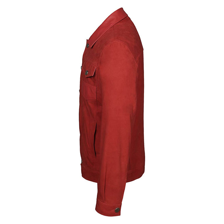 Saint Nico Red Leather Men's Jacket With Collars