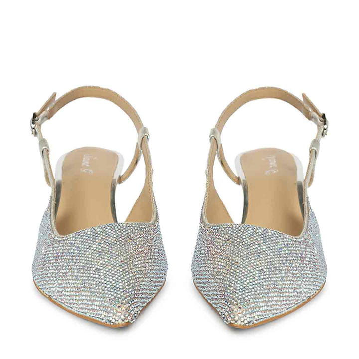 Saint Trinity Crystal Glimmer Silver Leather Pumps