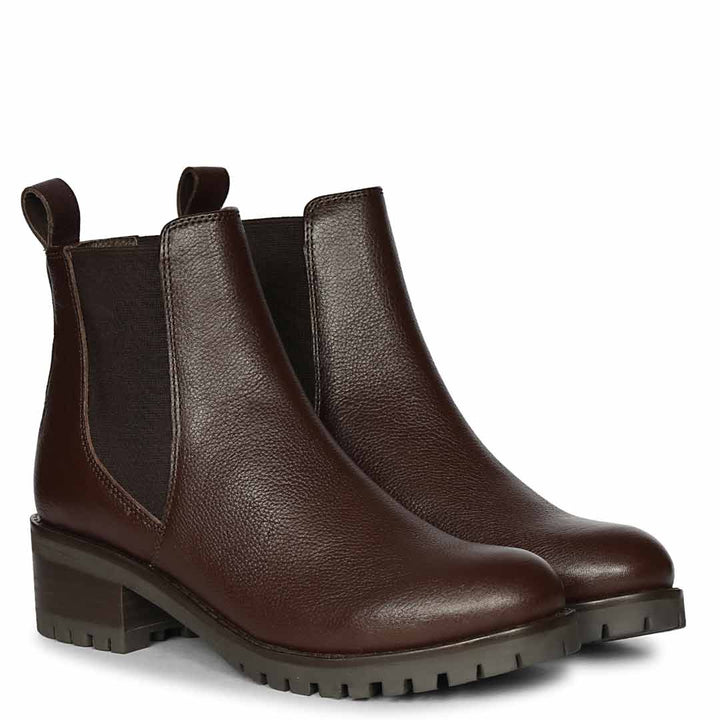 Saint Sophia Brown Leather Ankle Boots