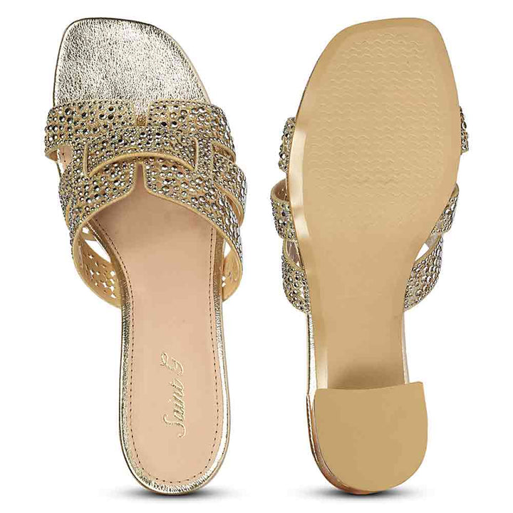 Saint Gold Leather Block Heels