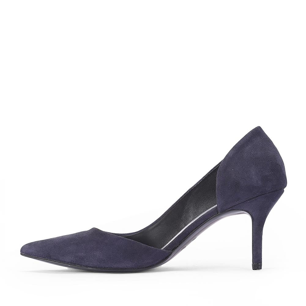 Saint Layla D’Orsay Cut Navy Suede Leather Pumps