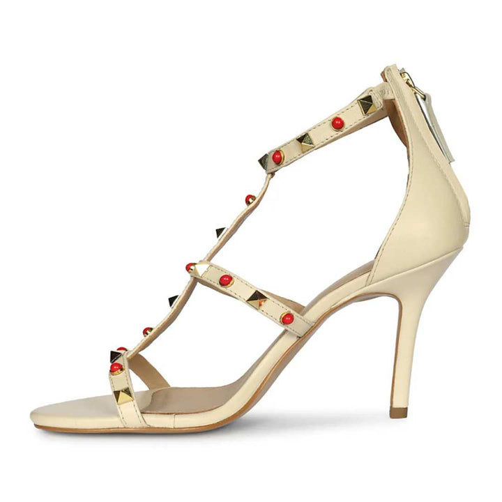Saint Juniper Studded Off-White Leather Stilettos