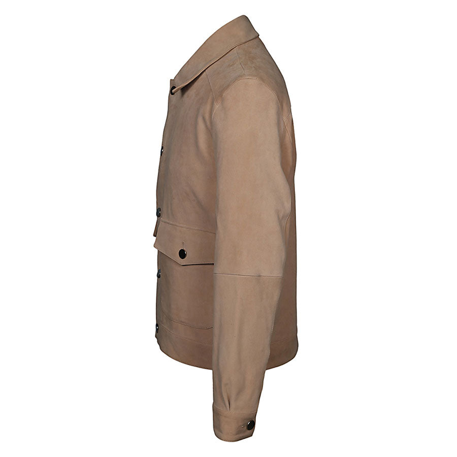 Saint Rocco Salmon Color Suede Leather Men's Jacket With Collars